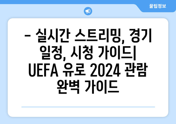 독일 축구 축제| UEFA 유로 축구 대회 중계 | 실시간 스트리밍, 경기 일정, 시청 가이드