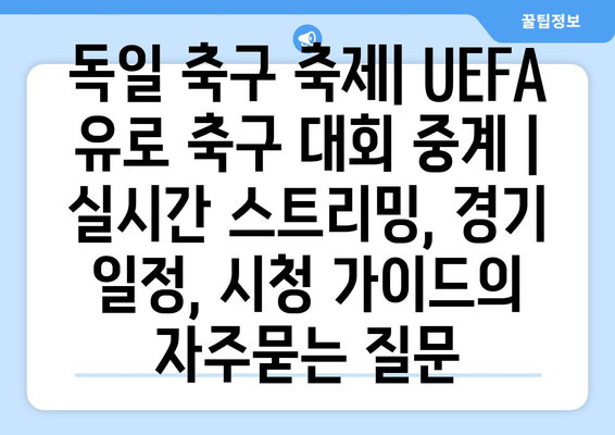 독일 축구 축제| UEFA 유로 축구 대회 중계 | 실시간 스트리밍, 경기 일정, 시청 가이드