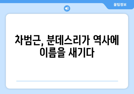분데스리가 역대 득점 순위| 차범근, 전설의 발자취를 따라가다 | 한국인 레전드, 기록, 순위, 역사