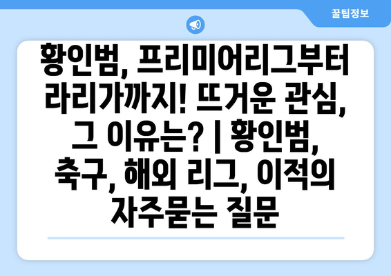 황인범, 프리미어리그부터 라리가까지! 뜨거운 관심, 그 이유는? | 황인범, 축구, 해외 리그, 이적