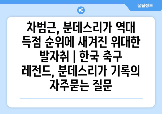 차범근, 분데스리가 역대 득점 순위에 새겨진 위대한 발자취 | 한국 축구 레전드, 분데스리가 기록