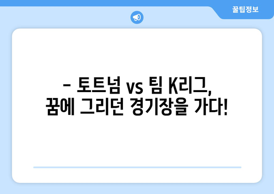 토트넘 vs 팀 K리그 경기장, 솔직 후기| 들어갔다가 바로 나온 이유 | 토트넘, 팀 K리그, 경기장 후기, 축구