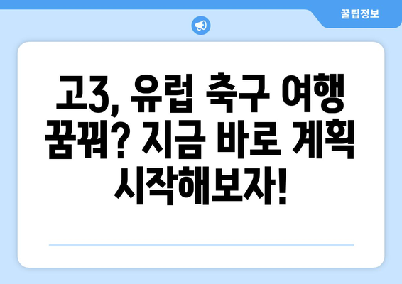 고3, 유럽 축구 여행 꿈꿔? 지금 바로 계획 시작해보자! | 유럽 축구 여행, 고3 여행 계획, 축구 경기 관람, 유럽 여행 팁