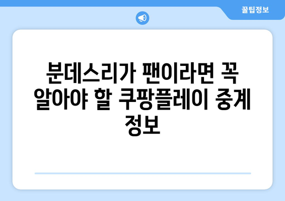 분데스리가 중계 쿠팡| 장단점 비교 분석 & 최종 평가 | 스포츠 중계, 축구, 쿠팡플레이