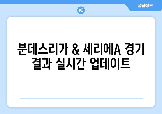 2024-25 독일 분데스리가 & 이탈리아 세리에A| 모든 경기 일정 한눈에 보기 | 축구, 시즌 일정, 경기 결과