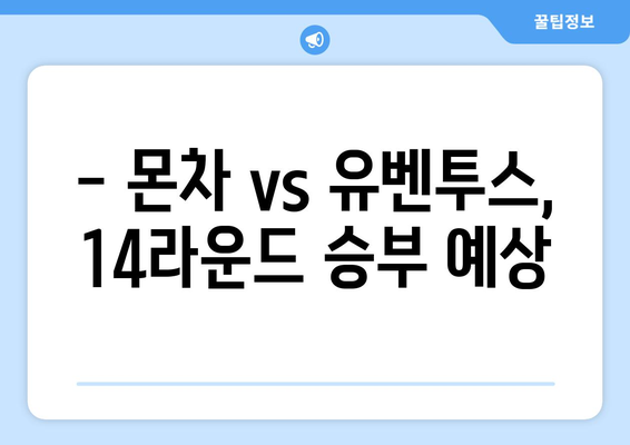 세리에 A 14라운드 프리뷰| 몬차 vs 유벤투스, 승부의 향방은? | 몬차, 유벤투스, 세리에 A, 축구, 경기 분석