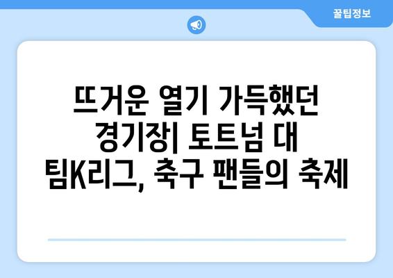 토트넘 대 팀K리그 경기장, 짧은 경험 속 뜨거운 열기 | 축구, 토트넘, 팀K리그, 경기 후기