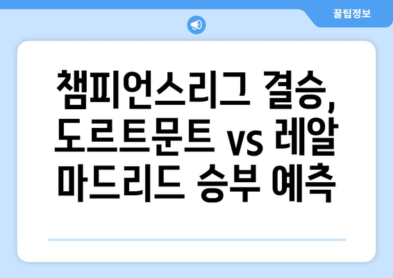 도르트문트 vs 레알 마드리드| 챔피언스리그 결승 프리뷰 | 분석, 예상, 승부 예측 | 해외 축구