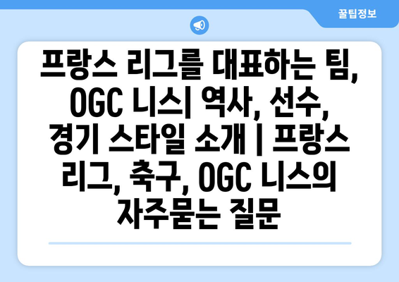 프랑스 리그를 대표하는 팀, OGC 니스| 역사, 선수, 경기 스타일 소개 | 프랑스 리그, 축구, OGC 니스