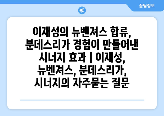 이재성의 뉴벤져스 합류, 분데스리가 경험이 만들어낸 시너지 효과 | 이재성, 뉴벤져스, 분데스리가, 시너지