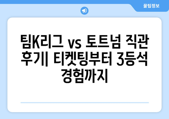 팀K리그 vs 토트넘 직관 후기| 티켓팅부터 3등석 경험까지 | 꿀팁, 후기, 팀K리그, 토트넘, 축구