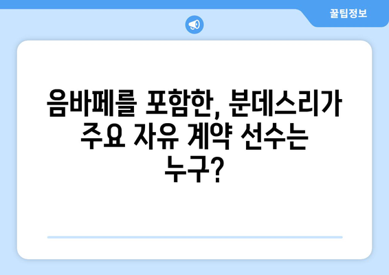 떠오르는 별 음바페 포함! 분데스리가 자유 계약 선수 명단 | 이적 시장, 프리에이전트, 핵심 선수