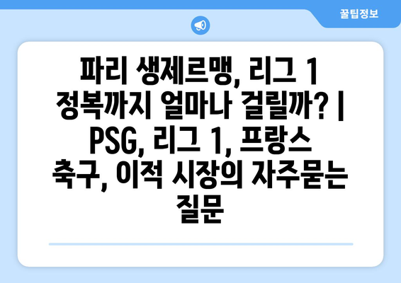 파리 생제르맹, 리그 1 정복까지 얼마나 걸릴까? | PSG, 리그 1, 프랑스 축구, 이적 시장