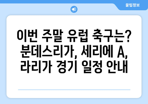 유럽 축구 팬이라면 놓칠 수 없는! 독일 분데스리가, 세리에 A, 스페인 리그 일정 총정리 | 유럽 축구, 축구 일정, 경기 일정, 축구 중계