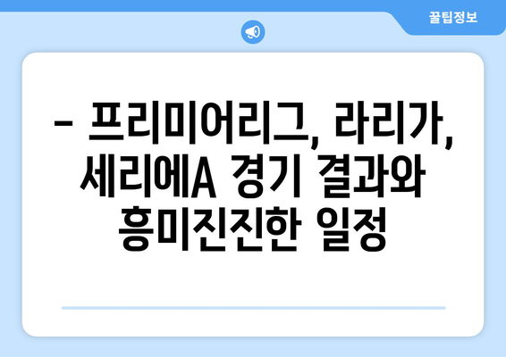 프리미어리그, 라리가, 세리에A 리그 순위 일람| 2023-2024 시즌 최신 정보 | 축구, 리그 순위, 경기 결과, 일정