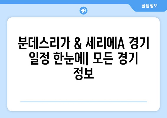 2024-25 독일 분데스리가 & 이탈리아 세리에A| 모든 경기 일정 한눈에 보기 | 축구, 시즌 일정, 경기 결과