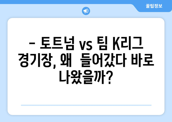 토트넘 vs 팀 K리그 경기장, 솔직 후기| 들어갔다가 바로 나온 이유 | 토트넘, 팀 K리그, 경기장 후기, 축구