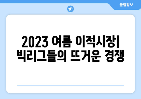 해외축구 이적시장| EPL, 라리가, 세리에A, 분데스리가 주요 이적 현황 및 분석 | 2023 여름 이적시장, 핵심 영입, 이적료, 선수 분석