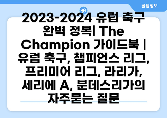 2023-2024 유럽 축구 완벽 정복| The Champion 가이드북 | 유럽 축구, 챔피언스 리그, 프리미어 리그, 라리가, 세리에 A, 분데스리가