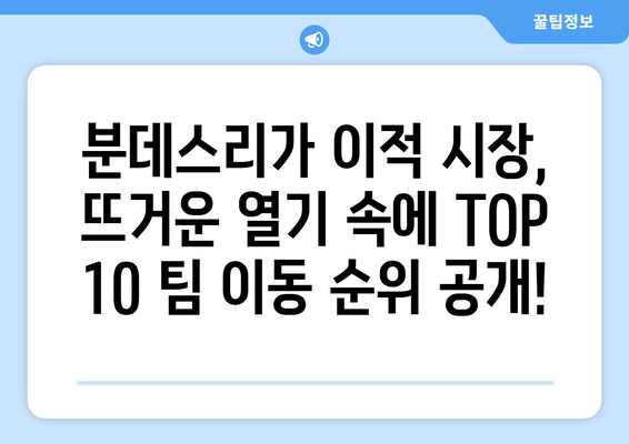 분데스리가 팀 이동 순위 TOP 10| 2023-2024 시즌 선수들의 움직임 | 축구 이적 시장, 분데스리가, 선수 이적